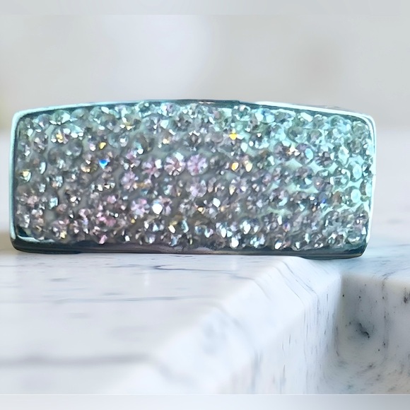 Sterling Silver CZ Block Ring Wide Band Size 5.5 - Picture 1 of 4